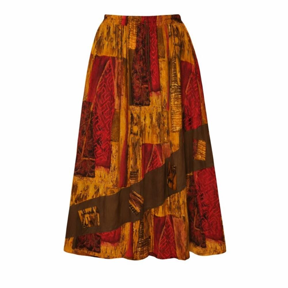 BOP Maxi Skirt Womens 1X Multicolor Patchwork Elastic Waist Pockets Pullon Boho
